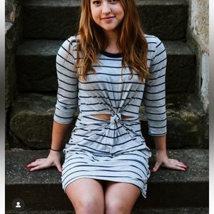 Sweet Claire Striped Jersey Dress with Cut Out Detail